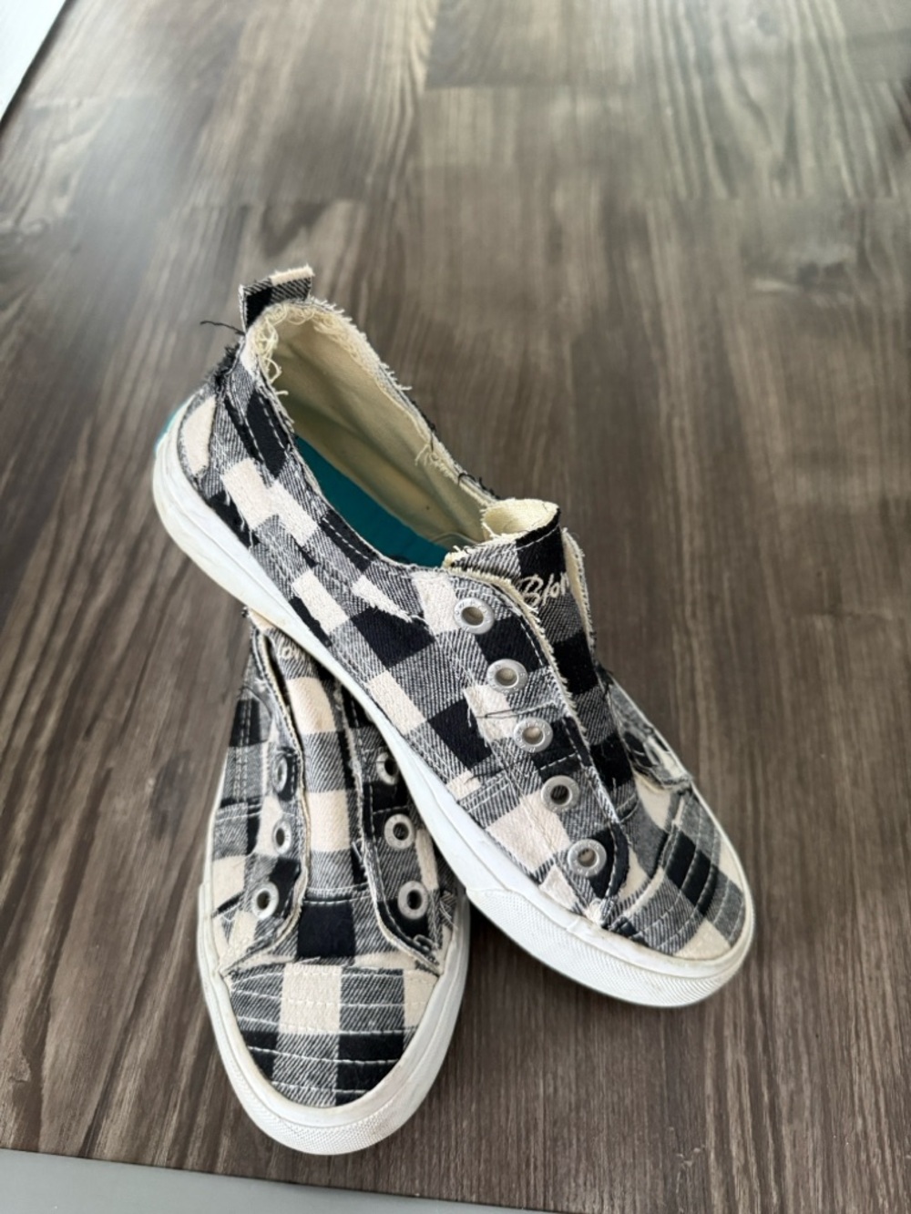 Blowfish Black and White Plaid Slip-On Sneakers - Picture 3 of 5
